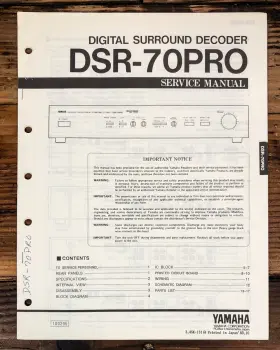 DSR-70PRO YAMAHA Surround Processor Service Manual