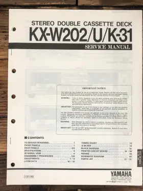 KX-W202 YAMAHA Cassette Service Manual