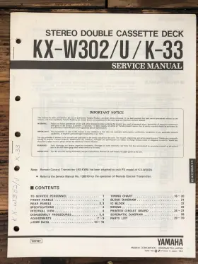 KX-W302 YAMAHA Cassette Service Manual