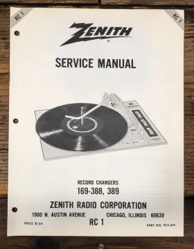 169-389 ZENITH Record Changer Service Manual