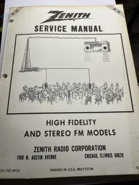 923-702 ZENITH Service Manual High Fidelity Stereo Fm