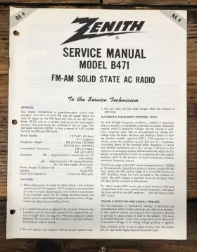 B471 ZENITH Radio Service Manual