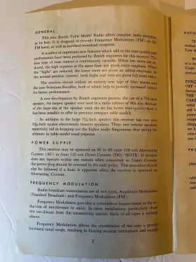 B835 ZENITH Operating Owners Manual Am Fm Radio #3