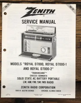 D7000-2 ZENITH Royal Transoceanic Radio Service Manual