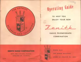 H664 ZENITH Radio Phonograph Booklet Operating