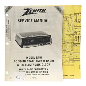 RA-110 ZENITH Service Manual Fm Am Radio Clock