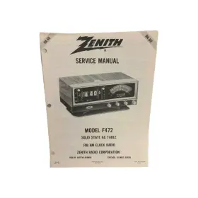 RA-60 ZENITH Service Manual Fm Am Clock Radio