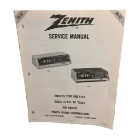 RA-62 ZENITH Service Manual Table Am Radios