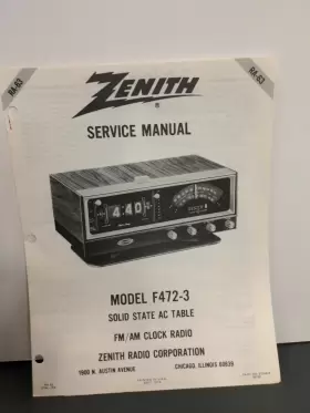 RA-63 ZENITH Service Manual Fm Am Clock Radio #2