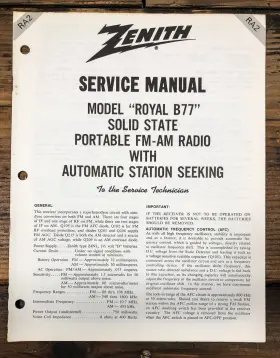 ROYALB77 ZENITH Radio Service Manual
