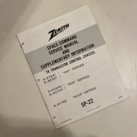 SP-22 ZENITH Space Command Service Manual Tv Transistor
