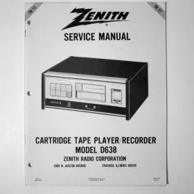 TR17 ZENITH Track Tape Player Recorder Service Manual