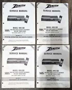 VR-29AP ZENITH Service Manual Set Vhs Vcr Tuner Schematics