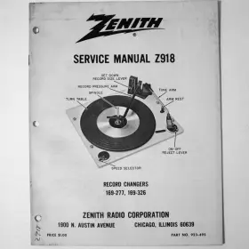 Z918 ZENITH Record Changer Service Manual