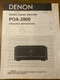 Operating Instructions Manual DENON POA-2800 Stereo Power Amplifier vintage