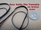 4 BELT KIT FITS YAMAHA DUAL CASSETTE DECK KX-W302U & 302 (4 NEW BELTS)