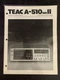 TEAC A-510 MK 2 &bull;Stereo Cassette Deck &bull; Brochure #ROC-35