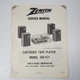 Vintage 1974 Zenith Service Manual TR31 for Cartridge Tape Player Model 169-471