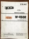 Teac W-450R Cassette Tape Service Manual *Original*