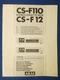 AKAI CS-F110 CS-F12 Owner Operator Manual Factory Original The Real Thing