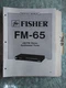 Fisher FM-65 service manual original repair book stereo tuner receiver radio