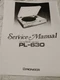 PIONEER PL-630 Turntable Service Manual Photocopy