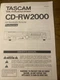Owners Manual TEAC TASCAM CD-RW2000 Pro Vontage & original manuals tech