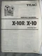 TEAC X-10R X-10 Stereo Tape Deck Service Manual Original
