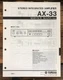 Yamaha AX-33 Amplifier Owners / User Manual *Original*