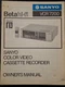 SANYO VCR 7200 Color Video Cassette Recorder Service Manual Original