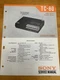 Sony TC-80 Cassette Tape Corder Recorder Service Manual Original OEM USA