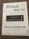 McIntosh MX112 Tuner Preamp Service Manual *Original*