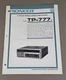 Pioneer 8-Track Mobile Stereo Tape Player TP-777 Service Manual D-3032