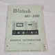 MCINTOSH MI-350 ORIGINAL SERVICE INFORMATION GUIDE SCHEMATIC