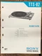 Sony TTS-82 Record Player  Service Manual *Original*