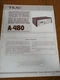 TEAC A-480 Cassette Deck Service Manual Original