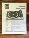 Dual Model 1226 Record Player / Turntable Service Manual *Original*