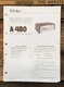 Teac / Tascam A-480 Cassette Parts List Manual  *Original*