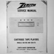 ZENITH &reg; TR27 Service Manual - 8 Track Tape Player - Models 169-458 169-473