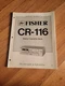 Fisher CR 116 Cassette Deck Service Manual repair 