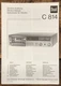 Dual C 814 C814 Cassette  Service Manual *Original*