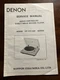 Denon Model DP-31F DP-32F Record Player Turntable Service Manual Original OEM