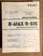 Teac R-616X R-515 Cassette Service Manual *Original*