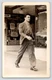 RPPC Sharp Dressed Man Walking Scarf Drug Store Front c1940 UNP Real Postcard