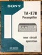 Sony TA-E7B Preamp / Preamplifier New Circuit Operation Manual  *Original*