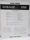 Craig 2702 Service Manual Cassette Transcriber Recorder Specifications