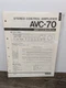 Yamaha AVC-70 Stereo Control Amplifier Service Manual Original Vintage Paperwork