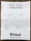 McIntosh MC202 MC-202 Amplifier  Service Manual *Original*