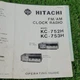 VINTAGE HITACHI KC-752H/753H AM/FM Clock Radio OPERATING GUIDE PRODUCT WARRANTY