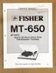 Fisher MT-650 Record Player / Turntable Service Manual *Original*